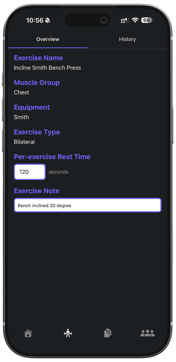 Per-exercise rest timer